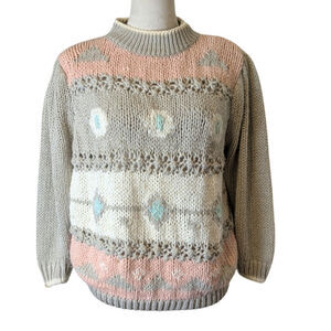 Vintage Hand-knit Cottagecore Soft Girl Sweater Women's Size Large
